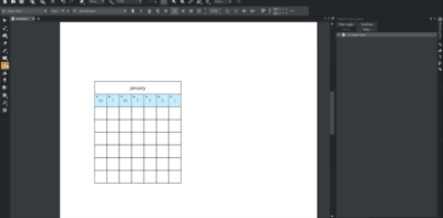 Calendar in Xara - Step 2